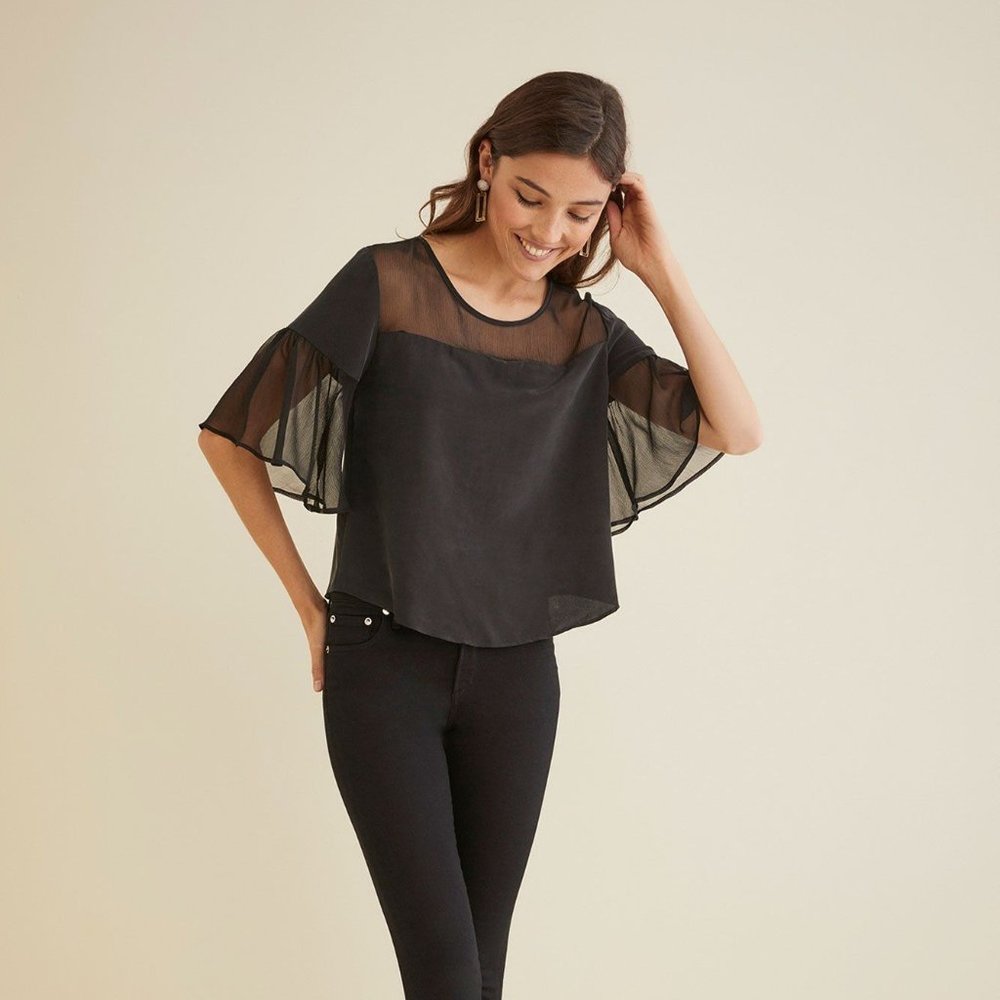 NWOT Amour Vert Silk "Toral" Blouse XS